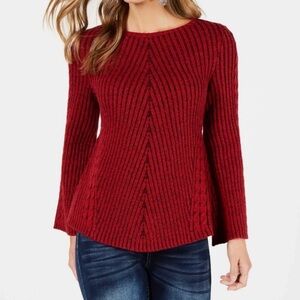 Style & Co. Women's Red Ribbed Sweater